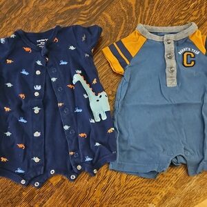 Carter's Navy and Blue Baby Rompers with Dinosaur and Sports Theme